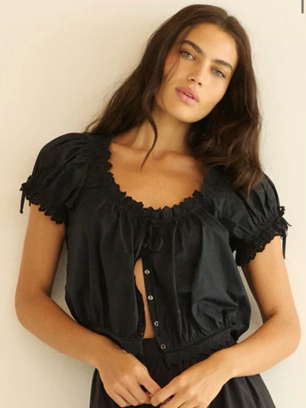 House Of Harlow DOEN Nera Eyelet Ruffle Crop Top NWT size Large